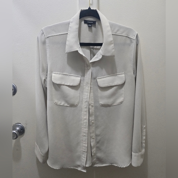 Alfani Cream Utility Button-Down Blouse - Picture 2 of 9